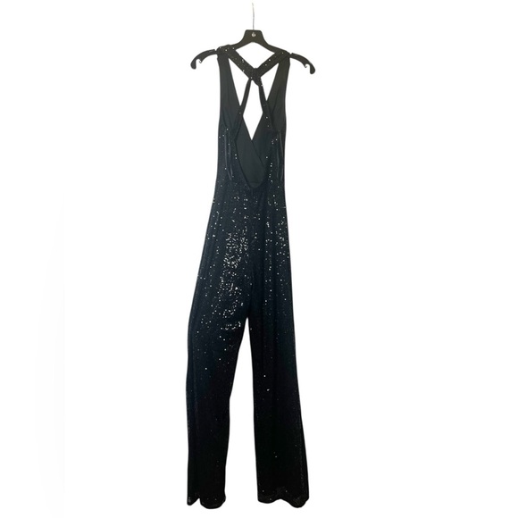 LaFemme Black Sequin Flare Pant Jumpsuit Womens Size 2 Pageant Appearance Talent - Picture 6 of 8